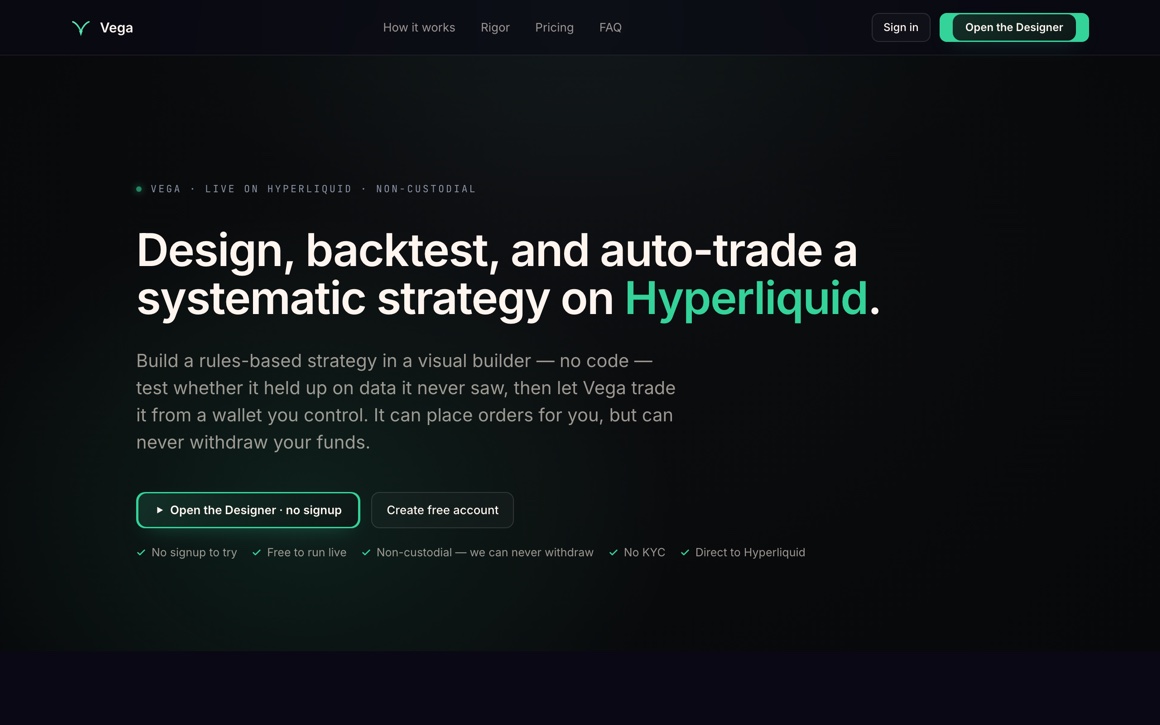 Vega — a Hyperliquid strategy platform I built (vegahl.com)